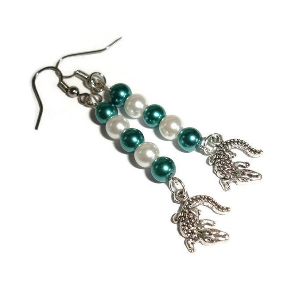 Alligator Earrings pearl Earrings reptile